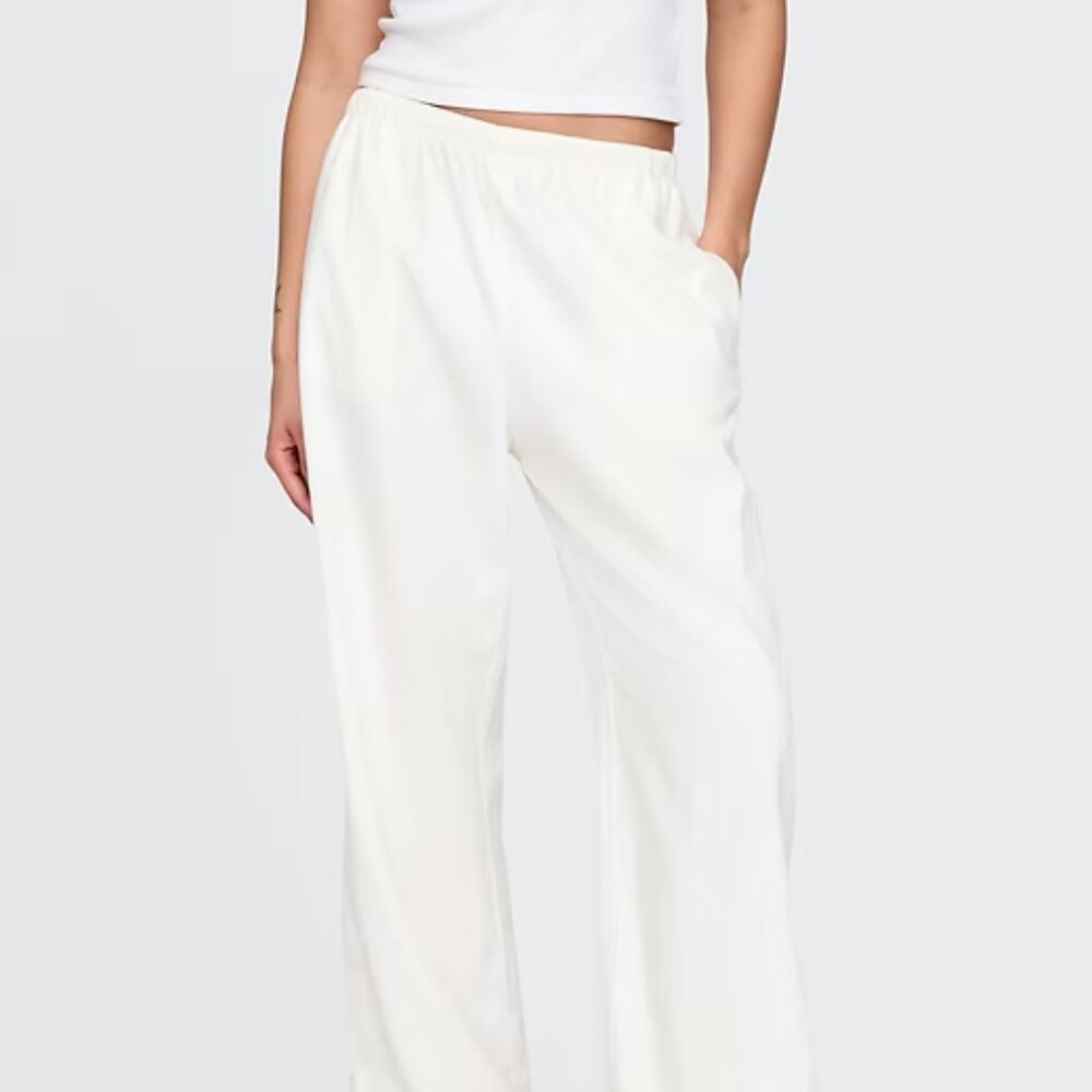 Linen-Blend Easy Wide-Hem Pants | GAP | New Off-White | Size S | NWT